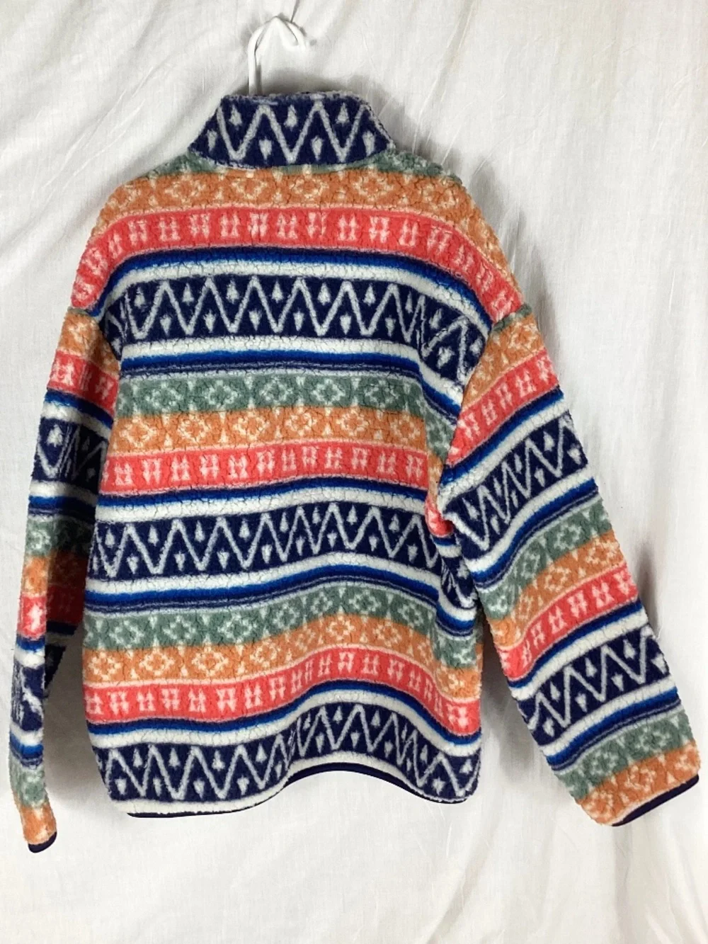 Old Navy Childrens Fleece Zip Front Jacket Size L 10-12 Multicolored Pattern